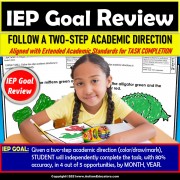 Following 2 Step Directions Worksheets | IEP Goal Review for Special Education